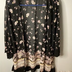 Rewind Floral Black Kimono